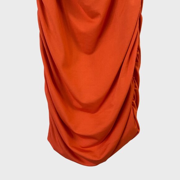 Princess Polly Ruched Bodycon Low-Back V-Neck Mini Dress Women's Size 2 Orange - Picture 7 of 12